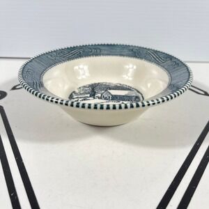 Vintage USA Blue Royal China Currier & Ives Schoolhouse Winter bowl 6 Inch